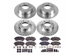 ES#4798279 - K8342 - Power Stop Z23 Evolution Sport Front & Rear Brake Kit (300mm/298mm) - A high-performance complete 4-wheel upgrade package featuring precision cross-drilled & slotted performance rotors, low-dust carbon-fiber ceramic pads, and replacement electronic wear sensors. - Power Stop - Mercedes Benz