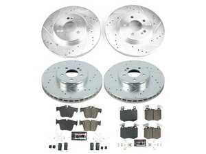 ES#4675395 - K8352 - Power Stop Z23 Evolution Sport Front & Rear Brake Kit (342mm/320mm) - A high-performance complete 4-wheel upgrade package featuring precision cross-drilled & slotted performance rotors, low-dust carbon-fiber ceramic pads, and replacement electronic wear sensors. - Power Stop - Mercedes Benz
