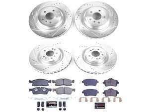 ES#4675400 - K8435 - Power Stop Z23 Evolution Sport Front & Rear Brake Kit (350mm/330mm) - A high-performance complete 4-wheel upgrade package featuring precision cross-drilled & slotted performance rotors, low-dust carbon-fiber ceramic pads, and replacement electronic wear sensors. - Power Stop - Mercedes Benz