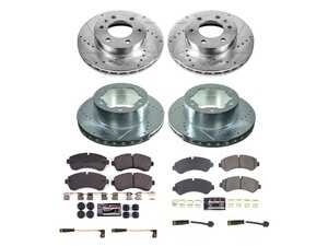 ES#4798328 - K8450 - Power Stop Z23 Evolution Sport Front & Rear Brake Kit (300mm/303mm) - A high-performance complete 4-wheel upgrade package featuring precision cross-drilled & slotted zinc-plated performance rotors, low-dust carbon-fiber ceramic pads, and a full set of replacement electronic wear sensors. - Power Stop - Mercedes Benz