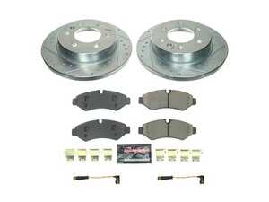 ES#4798421 - K8655 - Power Stop Z23 Evolution Sport Rear Brake Kit (298mm) - A performance rear-wheel brake upgrade featuring drilled & slotted rotors and low-dust carbon-fiber ceramic pads. - Power Stop - Mercedes Benz
