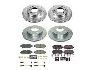 ES#4798423 - K8660 - Power Stop Z23 Evolution Sport Front & Rear Brake Kit - A complete 4-wheel performance upgrade package featuring precision cross-drilled & slotted zinc-plated rotors, low-dust carbon-fiber ceramic road pads, premium installation hardware, and electronic wear sensors. - Power Stop - Mercedes Benz