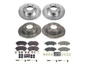 ES#4798424 - K8661 - Power Stop Z23 Evolution Sport Front & Rear Brake Kit - A premium complete 4-wheel performance upgrade package featuring precision cross-drilled & slotted zinc-plated rotors, low-dust carbon-fiber ceramic pads, and matching electronic wear sensors. - Power Stop - Mercedes Benz
