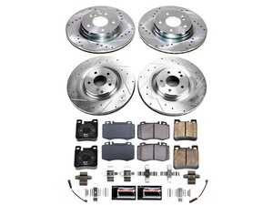 ES#4798609 - K9094 - Power Stop Z23 Evolution Sport Front & Rear Brake Kit - A complete 4-wheel performance upgrade package featuring precision cross-drilled & slotted zinc-plated vented rotors, low-dust carbon-fiber ceramic pads, and a full set of replacement electronic wear sensors. - Power Stop - Mercedes Benz