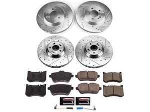 ES#4798630 - K9160 - Power Stop Z23 Evolution Sport Front & Rear Brake Kit (370mm/320mm) - A complete 4-wheel performance upgrade package featuring precision cross-drilled & slotted zinc-plated vented rotors, low-dust carbon-fiber ceramic pads, and replacement electronic wear sensors. - Power Stop - Mercedes Benz