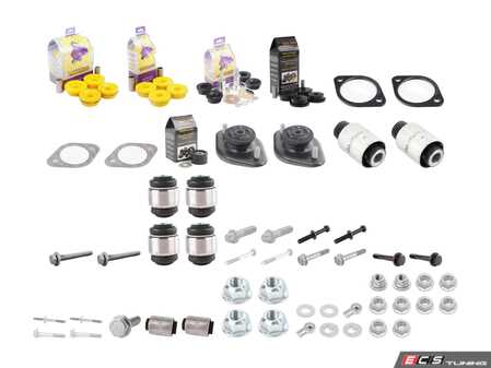 ES#2723752 - 33172282484KT10 - Performance Rear Suspension Refresh Kit - Level 2 - Power flex Bushings, strut mounts, and hardware for a more complete rear suspension rebuild - Assembled By ECS - 