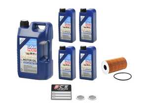 ES#3639989 - 99610722553KT21 - 2003-2006 Cayenne S and Turbo Oil Change Kit - Featuring Porsche Approved A40 Spec LiquiMoly Leichtlauf High Tech Engine Oil (5w-40) - Assembled By ECS - 