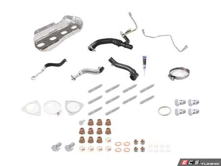 ES#4350139 - 11652444367KT3 - Installation Kit For Turbo - Deluxe Full Kit N18 - Used to install a new stock turbo, includes both types of the 3 point triangular gaskets, use only one. Includes all oil and coolant lines, studs, and Liqui Moly sealant - Assembled By ECS - MINI