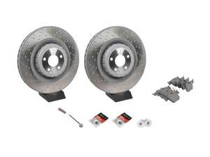 ES#4643643 - 22142113121KT1 - Front Brake Service Kit - Featuring SHW Performance rotors, and TRW Ceramic pads - Assembled By ECS - Mercedes Benz