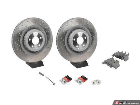 ES#4643643 - 22142113121KT1 - Front Brake Service Kit - Featuring SHW Performance rotors, and TRW Ceramic pads - Assembled By ECS - Mercedes Benz