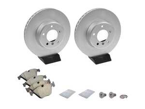 ES#5396968 - E60525FBKT - Front Brake Service Kit - Featuring SHW Rotors and Brembo Brake Pads - Assembled By ECS - BMW