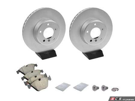 ES#5396968 - E60525FBKT - Front Brake Service Kit - Featuring SHW Rotors and Brembo Brake Pads - Assembled By ECS - BMW
