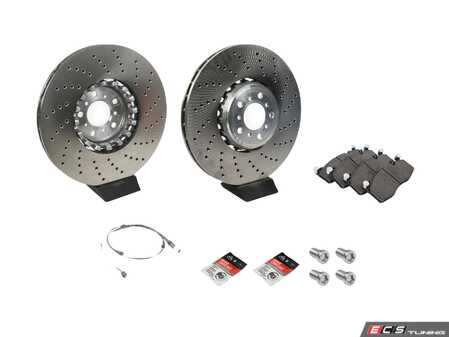ES#5397048 - F85X5MFBKT - Front Brake Service Kit - Featuring SHW Performance cross drilled rotors and Zimmermann brake pads - Assembled By ECS - BMW