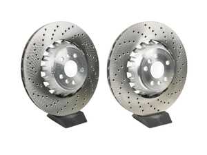 ES#5411674 - F95X5MRRPKT - Rear Brake Rotors - Pair (380x28) - Featuring SHW Performance cross-drilled rotors - SHW Performance - BMW