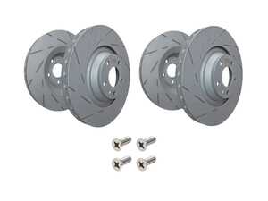 ES#5445660 - s4kr1229cKT - Front & Rear USR Series Sport Slotted Rotors With Redstuff Brake Pads Kit - Upgrade to a Turbo slotted rotor for improved braking paired with A high-performance street pad for great braking - EBC - Audi