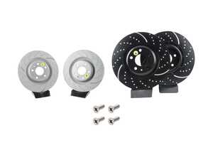 ES#5445684 - gd1846KT - Front & Rear Slotted & Dimpled Brake Rotors - Set (345x30/330x22) - Upgrade to a slotted / dimpled rotor for improved braking - EBC - Audi