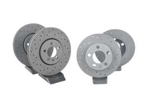 ES#5445717 - htc4770KT - Front & Rear Talon Cross Drilled & Slotted Brake Rotors - Set (288x25/232x9) - An all new cross drilled and slotted upgrade for your vehicle - Offering performance, durability, and quality in one package! - Hawk - Volkswagen