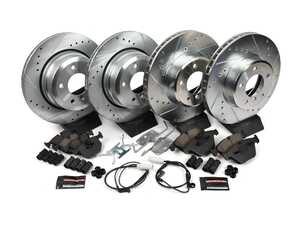 ES#3157238 - K5440 - Z23 Evolution Sport Brake Kit - Front and Rear - Includes drilled and slotted rotors, carbon fiber infused ceramic brake pads, and all new premium hardware. - Power Stop - BMW