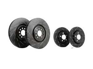 ES#5445784 - usr1153KT - Front & Rear Slotted Brake Rotors - Set (334x32/256x22) - Upgrade to a slotted rotor for improved braking - EBC - Audi Volkswagen
