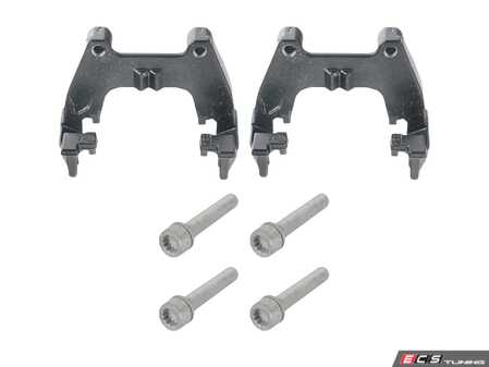 ES#5457722 - 5q0615425cqb7KT - Rear Caliper Carrier - Pair (Black) - Includes Caliper Carrier Bolts - Assembled By ECS - Audi Volkswagen