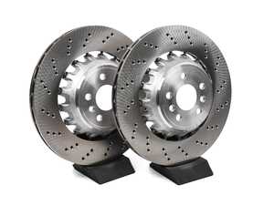 ES#5411667 - F97X3MRRPKT - Rear Brake Rotors - Pair (370x24) - Featuring SHW Performance cross-drilled rotors - SHW Performance - BMW