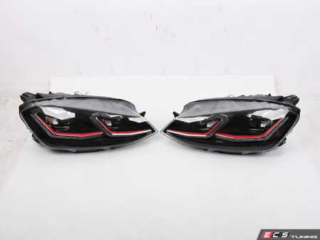 ES#5470420 - HVWG7HL75R2SDAAs - MK7.5 Style Headlight Set - Red Trim *Scratch And Dent* - MK7.5 looks with MK7 fitment. Features switchback DRLs/sequential indicators. - Scratch & Dent - Volkswagen