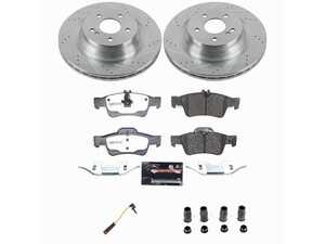 ES#5480851 - K6881-26 - Power Stop Z26 Extreme Street Warrior Rear Brake Kit (320mm) - A premium rear-axle maximum-performance upgrade package featuring precision cross-drilled & slotted zinc-plated rotors, maximum-duty carbon-fiber ceramic pads, and a replacement electronic wear sensor. - Power Stop - Mercedes Benz