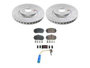 ES#5481045 - CRK9204 - Power Stop Z23 Evolution Sport Coated Front Brake Kit (330mm) - A premium front-axle performance upgrade package featuring genuine GEOMET fully coated drilled rotors, low-dust carbon-fiber ceramic pads, and a matching replacement electronic wear sensor. - Power Stop - Mercedes Benz