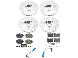 ES#5481041 - CRK9261 - Power Stop Z17 Evolution Geomet Coated Front & Rear Brake Kit (360mm/360mm) - A premium 4-wheel daily-driver replacement package featuring genuine GEOMET? 360 fully coated smooth rotors, low-dust clean-ride ceramic pads, and replacement electronic wear sensors. - Power Stop - Mercedes Benz