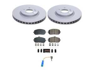 ES#5481052 - CRK9295 - Power Stop Z23 Evolution Sport Coated Front Brake Kit (330mm) - A premium front-axle performance restoration package featuring genuine GEOMET fully coated smooth high-carbon iron rotors, low-dust carbon-fiber ceramic pads, and a matching replacement electronic wear sensor. - Power Stop - Mercedes Benz