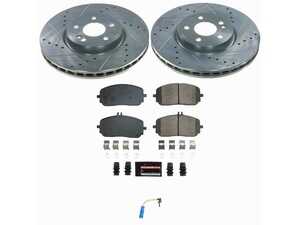 ES#5481043 - K9204 - Power Stop Z23 Evolution Sport Front Brake Kit (330mm) - A premium front-axle performance upgrade package featuring precision cross-drilled & slotted zinc-plated rotors, low-dust carbon-fiber ceramic pads, and an OEM-grade replacement electronic wear sensor. - Power Stop - Mercedes Benz