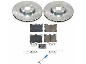 ES#5481049 - K9260 - Power Stop Z23 Evolution Sport Front Brake Kit (360mm) - A premium front-axle performance upgrade package featuring precision cross-drilled & slotted zinc-plated rotors, low-dust carbon-fiber ceramic pads, and an OEM-grade replacement electronic wear sensor. - Power Stop - Mercedes Benz