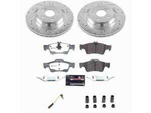 ES#5481099 - K6568-26 - Power Stop Z26 Street Warrior Rear Brake Kit (320mm) - A premium rear-axle street performance upgrade package featuring precision cross-drilled & slotted zinc-plated rotors, extreme-duty low-dust carbon-fiber ceramic hybrid pads, and a matching electronic wear sensor. - Power Stop - Mercedes Benz