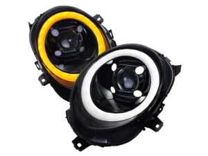 ES#5482409 - LHP-MINI14G-TM - Projector Headlight LED DRL Smoked Lens Chrome Housing - Pair  - LED Headlights for Halogen factory set up vehicles. Main bulb for headlight is H9 Filament 65W bulbs - Spec-D Tuning - MINI