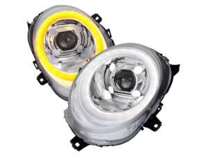 ES#5482417 - LHP-MINI14-TM - Projector Headlight LED DRL Smoked Lens Chrome Housing - Pair - LED Headlights for Halogen factory set up vehicles. Main bulb for headlight is H9 Filament 65W bulbs. Porsche style design! - Spec-D Tuning - MINI