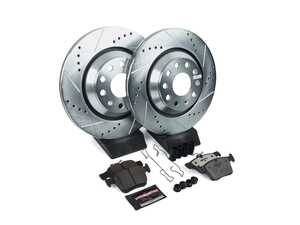 ES#3990257 - K7084-26 - Power Stop Z26 Street Warrior Rear Brake Kit (310x22) - A performance rear-wheel brake upgrade featuring drilled & slotted rotors and high-performance carbon-fiber ceramic pads. - Power Stop - Audi Volkswagen