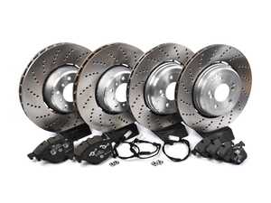 ES#5423135 - 34112282806ttKT - Front And Rear Brake Service Kit  - Features SHW Performance cross-drilled rotors, Pagid pads, and a wear sensors - Assembled By ECS - BMW