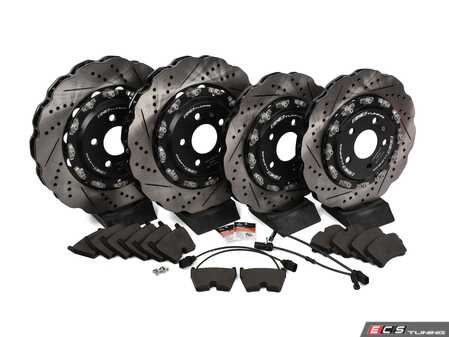 ES#3604759 -  003281ecs02KT - Performance Front & Rear Brake Service Kit - Featuring ECS 2-Piece Tru-Float scalloped style brake rotors and ECS EP24 Enthusiast Performance pads - Assembled By ECS - Audi