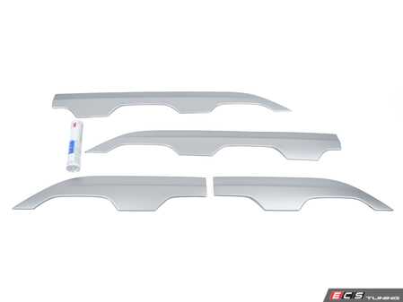 ES#4372412 - 2GJ071328DSP - Taos Basecamp - Side Door Skid Plates - Set of 4 panels that feature trapezoid design accent and are finished in satin metallic silver paint. - Genuine Volkswagen Audi - Volkswagen