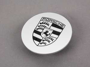ES#1477416 - 993361303119A1 - Silver Center Cap With Black Porsche Crest - Priced Each - Beautiful OEM crested cap - 4 required - Genuine Porsche - Porsche