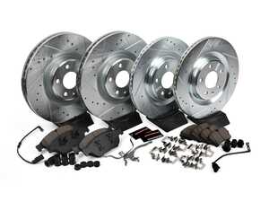 ES#3990083 - K6130 - Power Stop Z23 Evolution Sport Front & Rear Brake Kit (356mm/330mm) - A complete 4-wheel performance brake upgrade featuring drilled & slotted rotors and low-dust carbon-fiber ceramic pads. - Power Stop - Audi