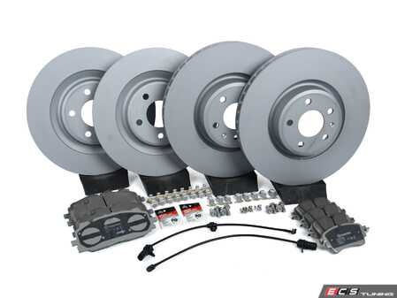 ES#5434821 - 4M0615301A1KT - Front & Rear Brake Service Kit - Featuring Zimmermann rotors and Brembo Ceramic Brake Pads - Includes stainless set screws, brake wear sensors, and silicone brake lubricant. - Assembled By ECS - Audi