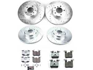ES#3477782 - K6655-26 - Z26 Street Warrior Brake Kit - Front and Rear - Includes performance drilled and slotted rotors and Power Stop's Extreme Carbon-Fiber Ceramic pads. - Power Stop - BMW
