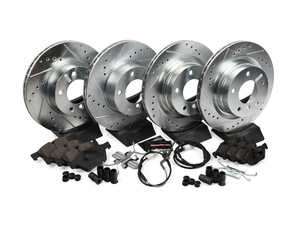 ES#3156900 - K4106 - Z23 Evolution Sport Brake Kit - Front and Rear - Includes drilled and slotted rotors, carbon fiber infused ceramic brake pads, and all new premium hardware. - Power Stop - BMW