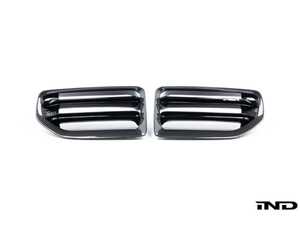 ES#5503747 - TR-BG87TR1FGCF - TR87 Carbon Front Grille Set - The Trevora TR87 Carbon Front Grille Set replaces the grilles with premium, high-gloss carbon fiber surrounds paired with sleek gloss black center slats. - Trevora - BMW