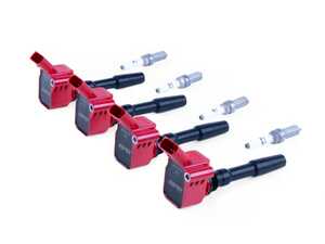 ES#5504707 - KT100025 - APR Ignition Coil & Spark Plug Kit (2.0T EA888.3, EA888.4 4-cylinder Engines) - Red - Designed to be a direct plug-and-play upgrade to factory spark plugs and coils, providing greater energy output, ensuring a stronger and more consistent spark! - APR - Audi Volkswagen