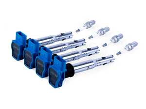 ES#5504803 - KT100041 - APR Ignition Coil & Spark Plug Kit (2.0T EA113, EA888.1, EA888.2 4-cyl. Engines) - Blue - Designed to be a direct plug-and-play upgrade to factory coils and spark plugs, providing greater energy output, ensuring a stronger and more consistent spark! - APR - Audi Volkswagen