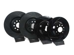 ES#5480690 - 1k0615301ar-s1KT - Front & Rear V5 Slotted Brake Rotors - Set (345x30 / 310x22) - Precision manufactured for consistent stopping power during high performance driving. Featuring a matte black zinc coating for corrosion protection. - Assembled By ECS - Audi Volkswagen