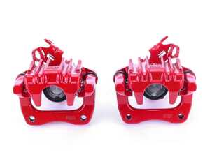 ES#3990801 - S6650 - Remanufactured Rear Brake Calipers - Pair - Direct-bolt-on rear brake calipers featuring an electrostatic high-temperature red powder-coated finish for superior rust and corrosion resistance. Includes integrated mechanical parking brake assemblies. - Power Stop - Audi Volkswagen
