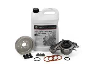 ES#5506301 - 06M121013DKT2 - Water Pump Kit with Coolant - Maintain proper operating temperature with a updated 6-bolt water pump, hardware, and coolant - Assembled By ECS - Audi
